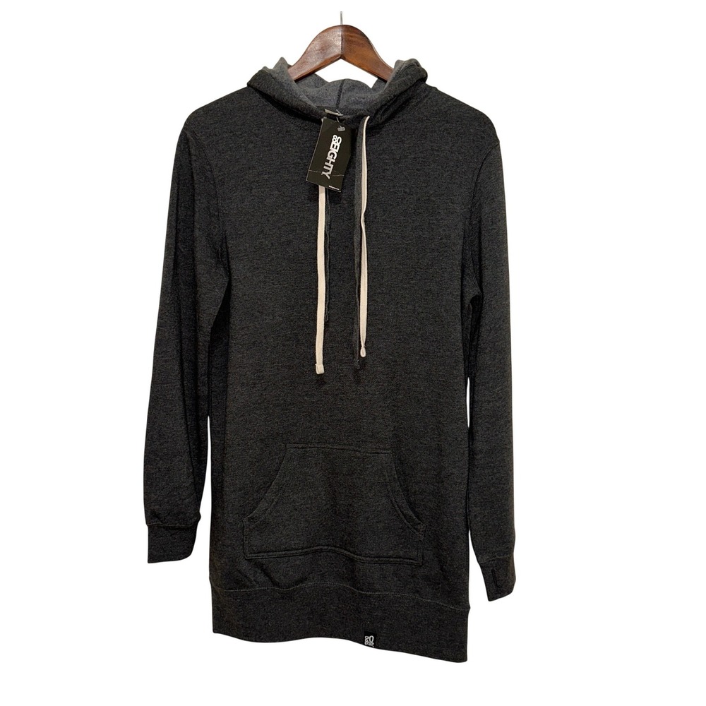 80Eighty Hoodie Dress‎ Womens Medium Charcoal Grey New Longline Sweatshirt